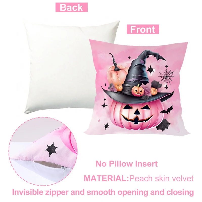 Halloween Pumpkin Ghost Pillowcase Happy Halloween Party Decorations For Home 2024 Trick or Treat Spider Bat Cat Pillow Covers - Charlie Dolly