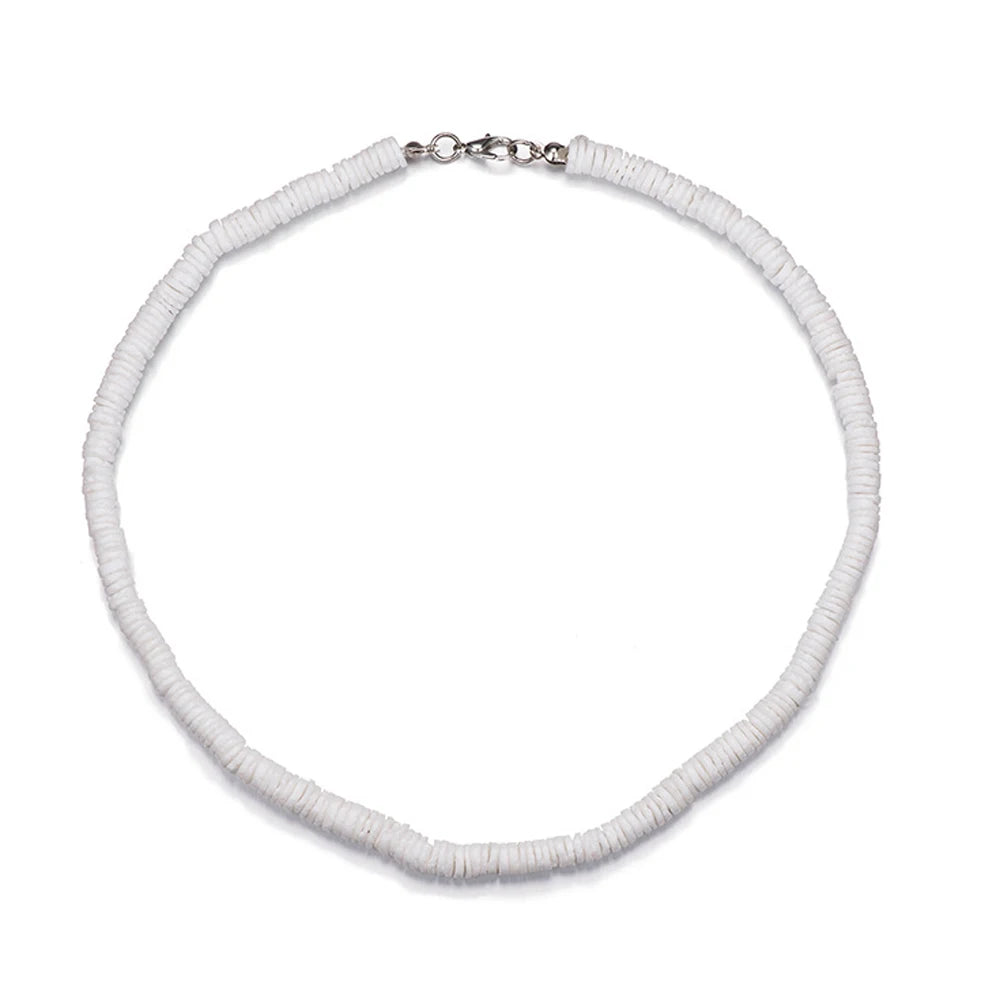 Puka Shell Chip Boho Choker Necklace for Men and Women