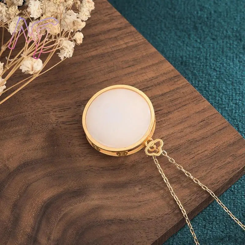 Natural Jade Lotus Real Amulet Pendant Necklace, Sacred Bloom Talisman