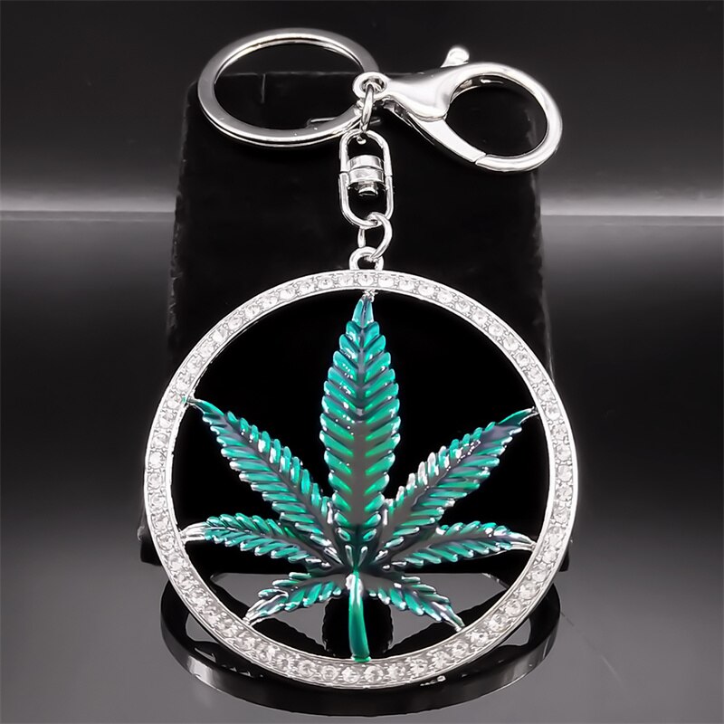 Fashion Crystal Keychain Maple Leaves Pendants Key Ring Alloy Multiple Colors Key Holder Bag Accessories Jewelry Souvenir Gifts