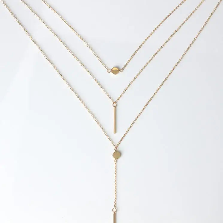 Minimalist Coin Multilayer Chain Necklace Jewelry