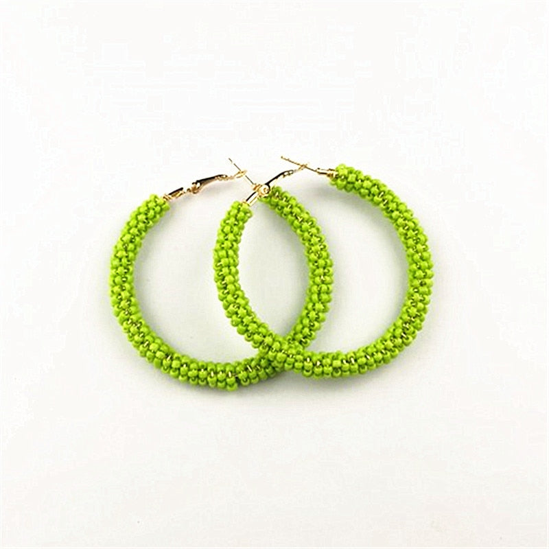 Bohemian Colorful Round Rice Beads Drop Earrings for Women Fashion Multicolor Handmade Dangle Earrings Female Party Jewelry Gift
