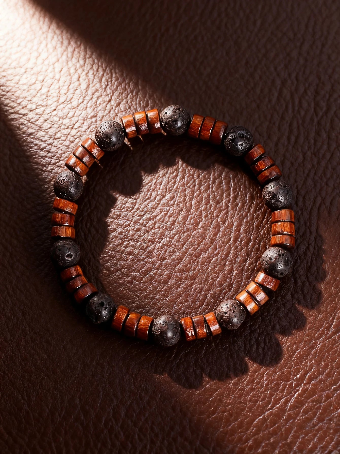 Natural Stone & Wood Bead Boho Protection Bracelet, Handmade Grounding Talisman