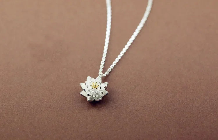 925 Sterling Silver Lotus Flower Pendant, Sacred Bloom Necklace