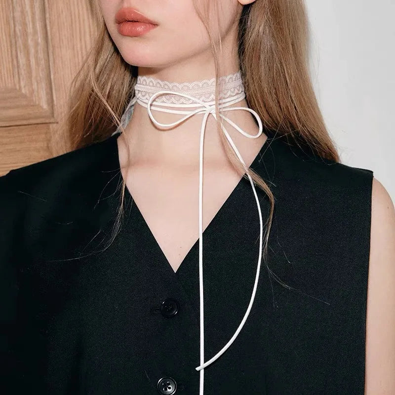 Metal Tube Velvet Double Layer Choker Necklace Jewelry