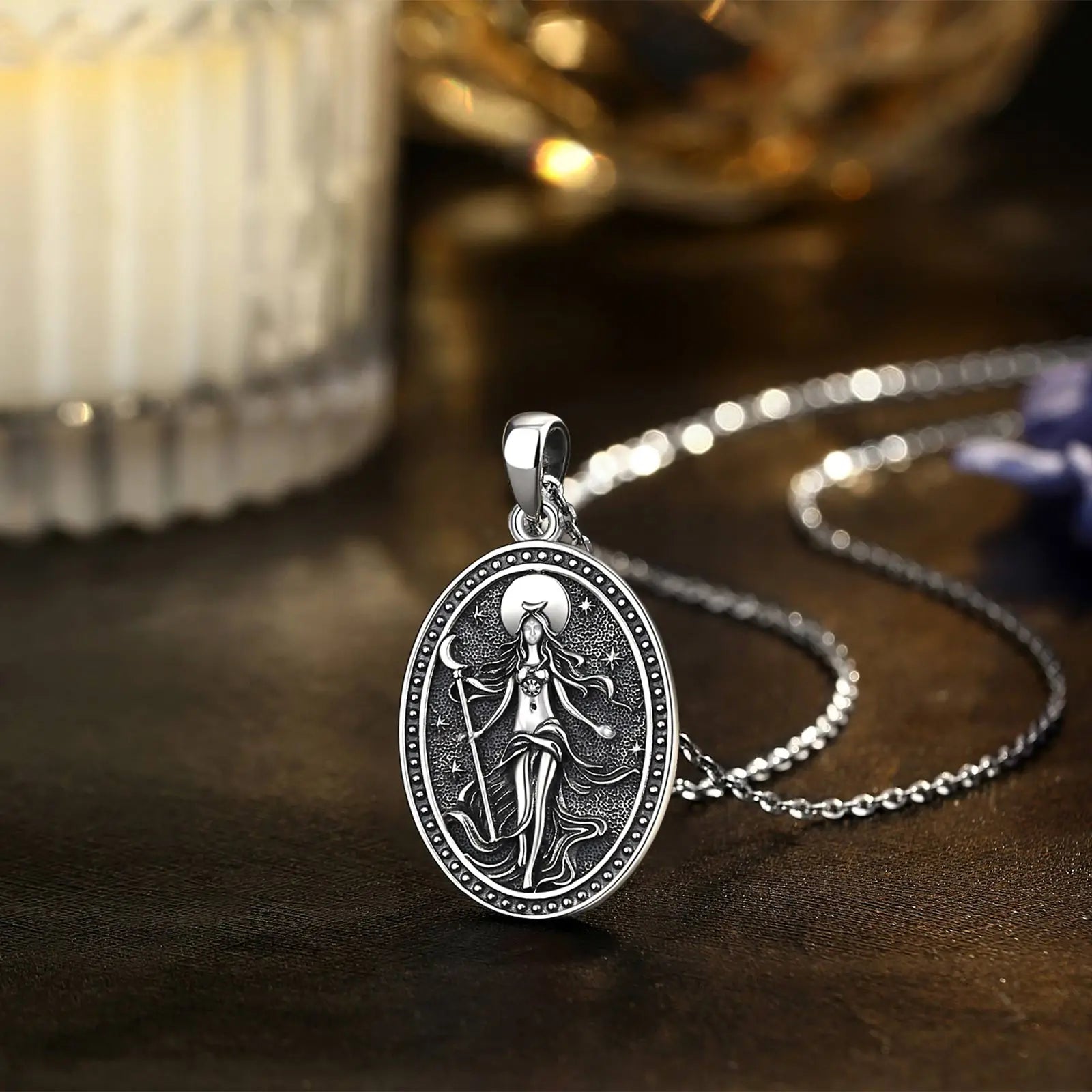 NYX Moon Goddess Amulet Necklace, S925 Sterling Silver