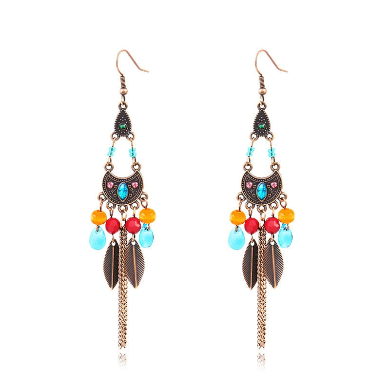 Exknl Big Long Drop Earrings for Women Geometric Bell Bohemian Cross Vintage Tassel Flower Earrings Fashion Jewelry Accessories
