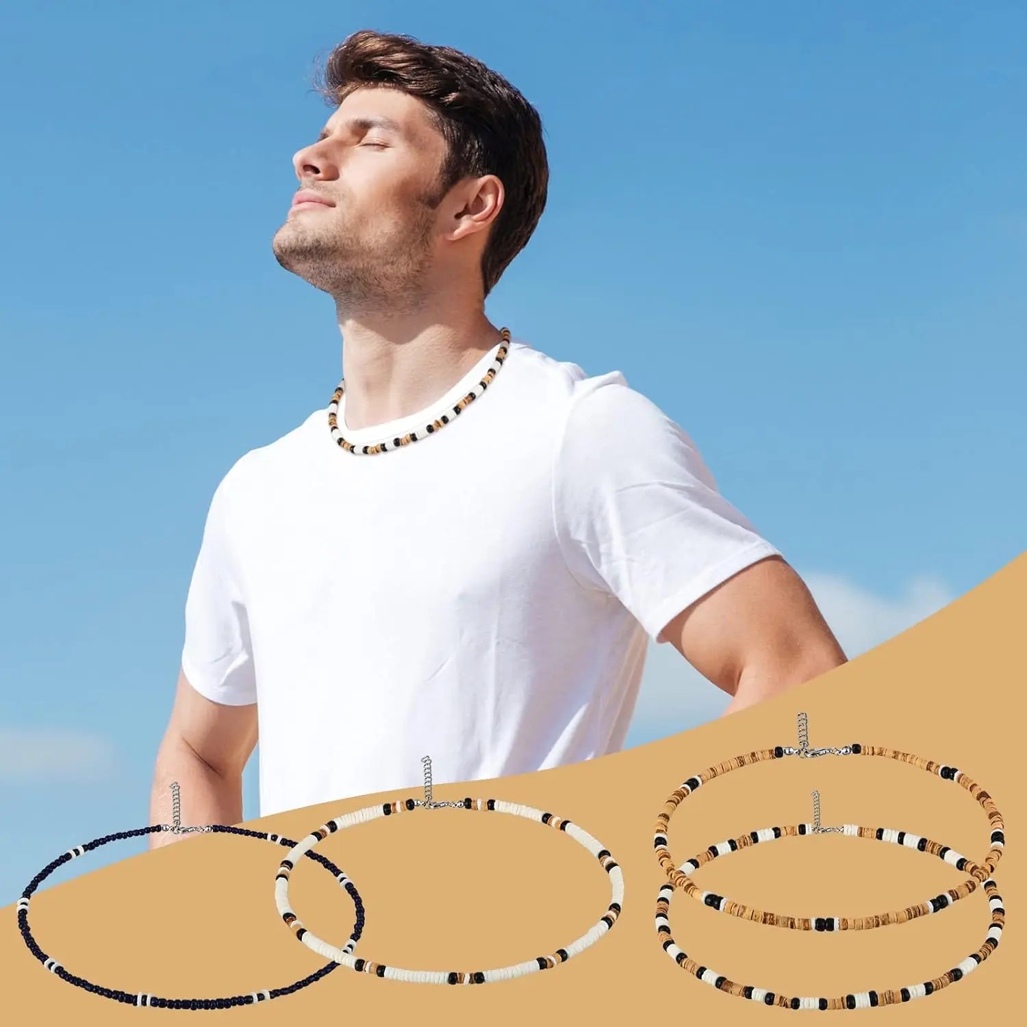 Puka Shell Surfer Choker Necklace Set (4 Pieces)