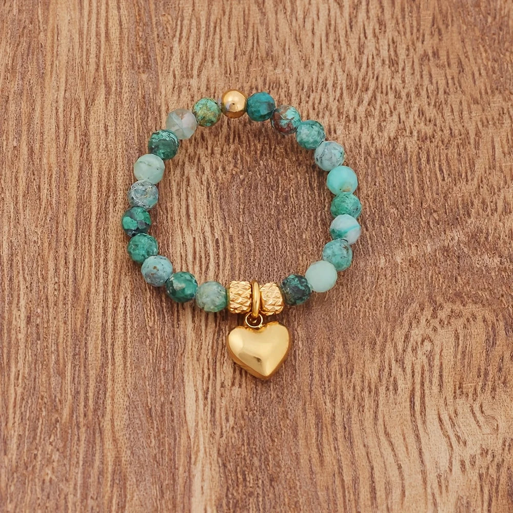 Crystal Stone Beaded Boho Ring — Amethyst, Moonstone & Turquoise