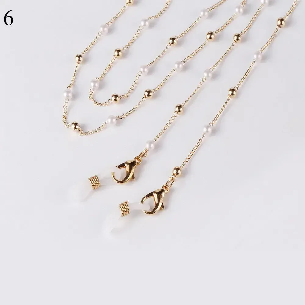 Pearl and Shell Beaded Sunglasses Chain Lanyard
