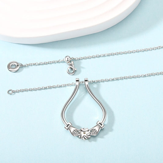 Slovecabin 925 Sterling Silver Sunflower Clear CZ Ring Holder Necklace Adjustable Choker Chain Femme Collar Wedding Fine Jewelry - Charlie Dolly