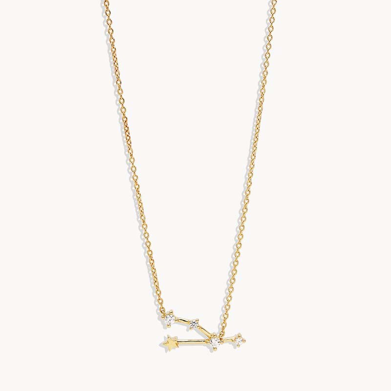 Aide 925 Sterling Silver Zodiac Sign 12 Constellation Pendant Necklaces Sparkling Zircon Charm Necklace for Women Birthday Gift