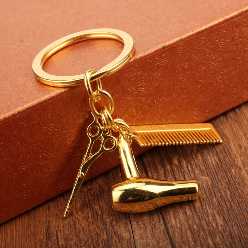 Charm Keychain Hairdresser Gift Comb Scissors Hair Dryer Car Interior Pendant Jewelry Gift Personality Keychain Personality