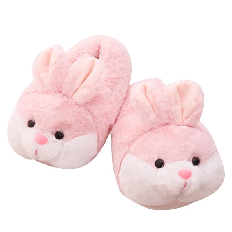 House Fluffy Women Slippers Cute Cartoon Pink Bunny Girls Fur Slides Bedroom Indoor Rabbits Warm Plush Ladies Casual Shoes