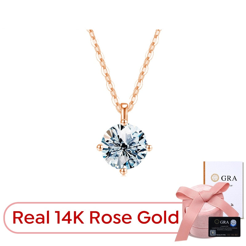 Stylever Luxury Certified Moissanite Diamond Classic Round Pendant Necklace for Women 925 Sterling Silver Chain Wedding Jewelry