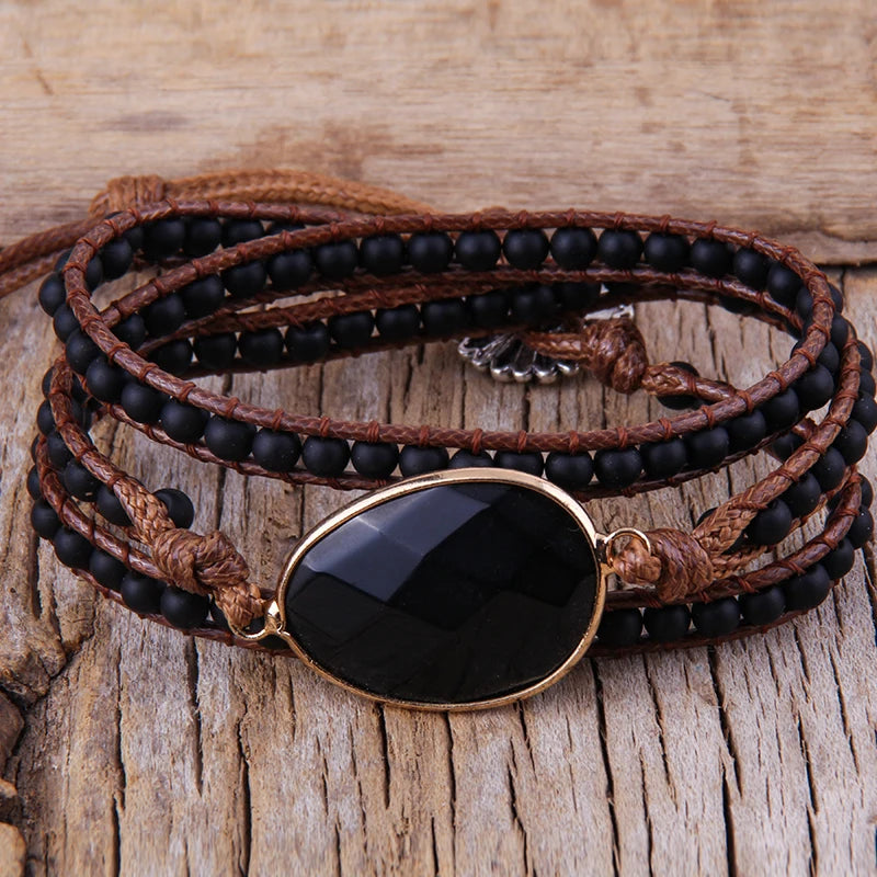 3-Strand Natural Stone Wrap Bracelet
