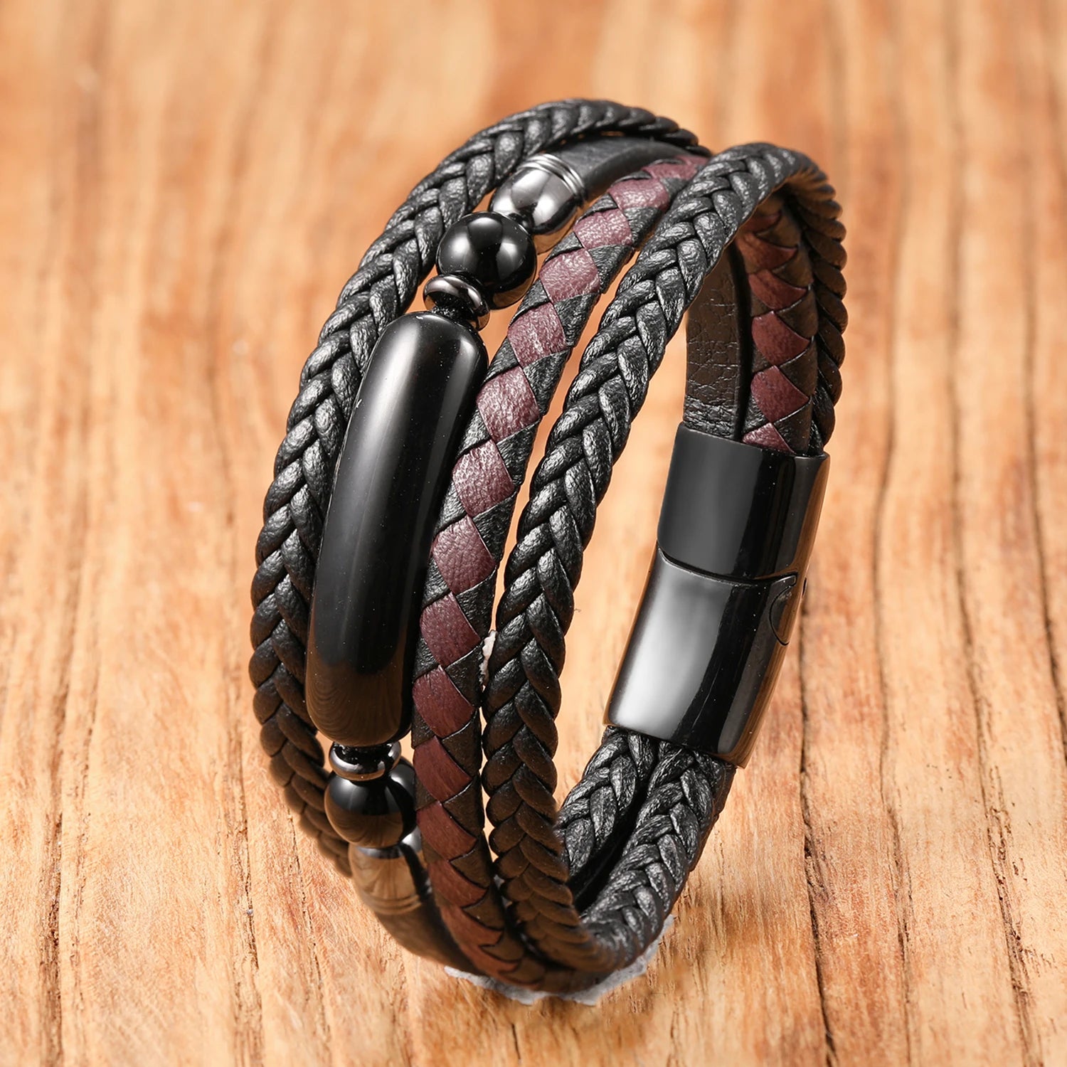Stone & Leather Wrap Bracelet