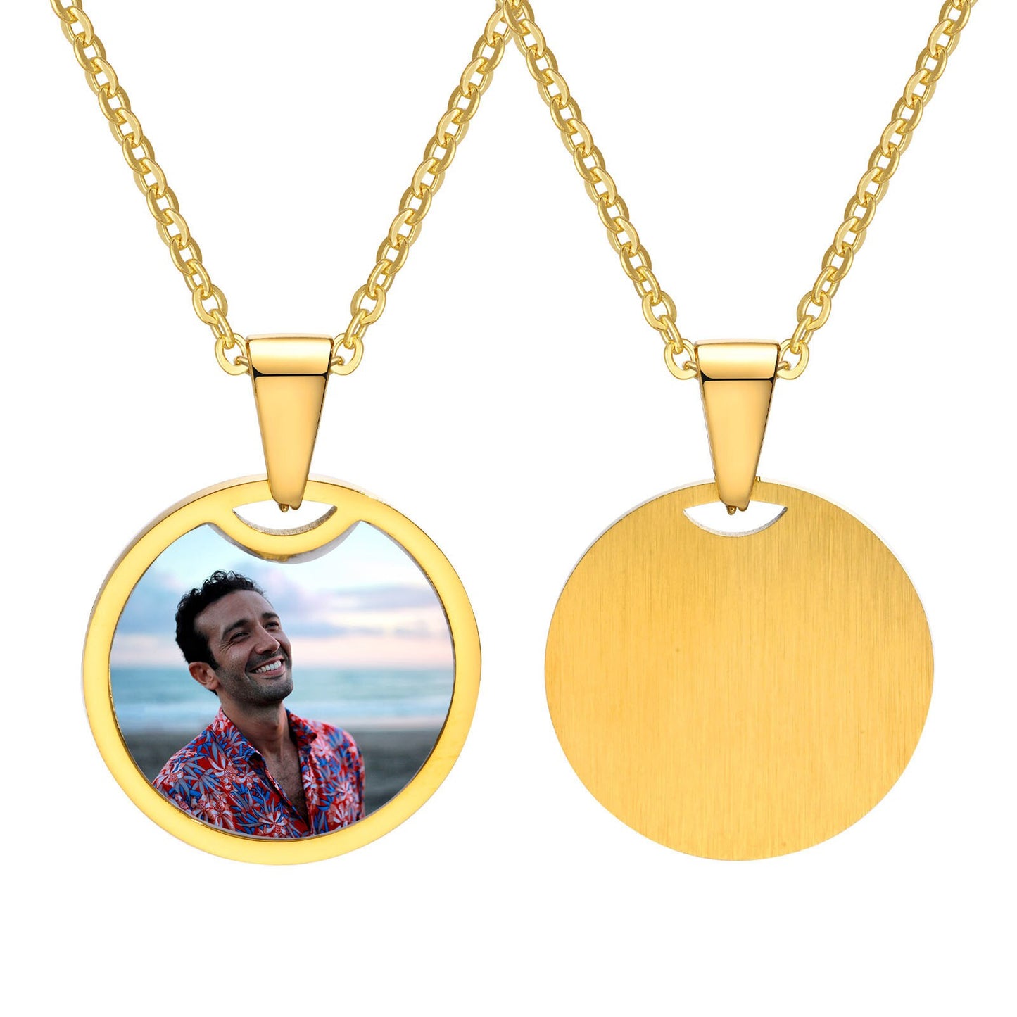 Vnox Free Custom Photo Picture Necklaces for Women, Personalize Words Stainless Steel Pendant,Mothers or Lover Gifts Jewelry