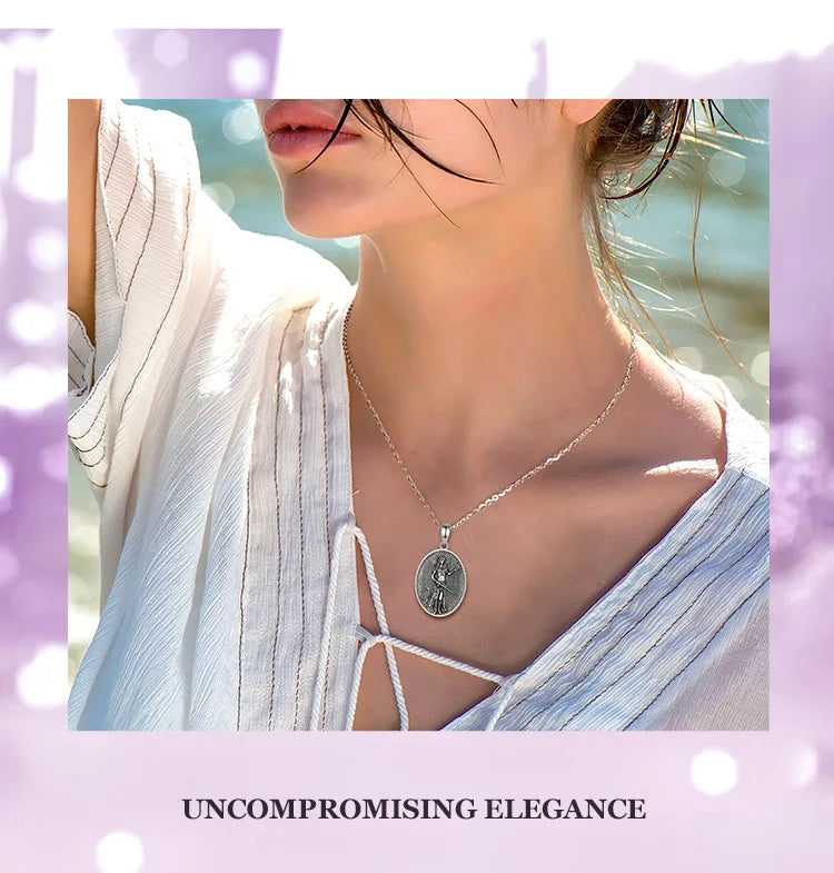 S925 Sterling Silver Morrigan Goddess Pendant Necklace, Viking Raven & Triple Spiral Pagan Amulet