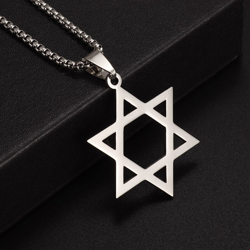 Exquisite Stainless Steel Hexagram Pendant Necklace for Men and Women Simple Daily Party Wearing Jewelry Necklace
