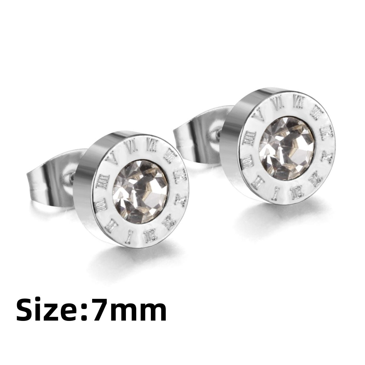 LUXUKISSKIDS Roman Numerals Men's Earrings Gothic Black Studs Steel Korean Fashion For Women 2023 Trendy Punk CZ Hiphop Piercing