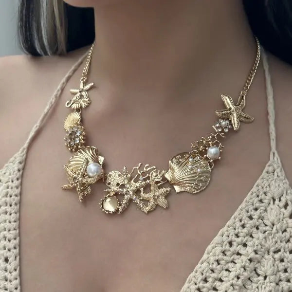 Exaggerated Coral, Starfish and Scallop Ocean Necklace, Bracelet or Earring