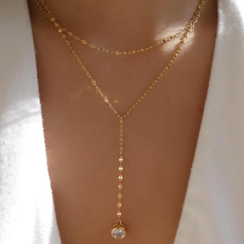 bls-miracle Bohemia Gold Color Multiple Styles Necklace For Women Multi-Layer Crystal Pendant Necklaces Set Jewelry Gifts