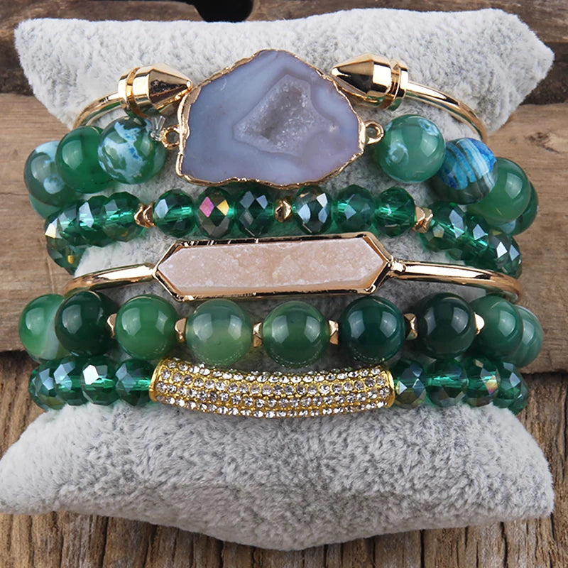 Fashion Boho Natural Stone Beaded Bracelet Jewelry Multi 6pc Stack Bracelet & Bangle Sets For Women Gift - Charlie Dolly