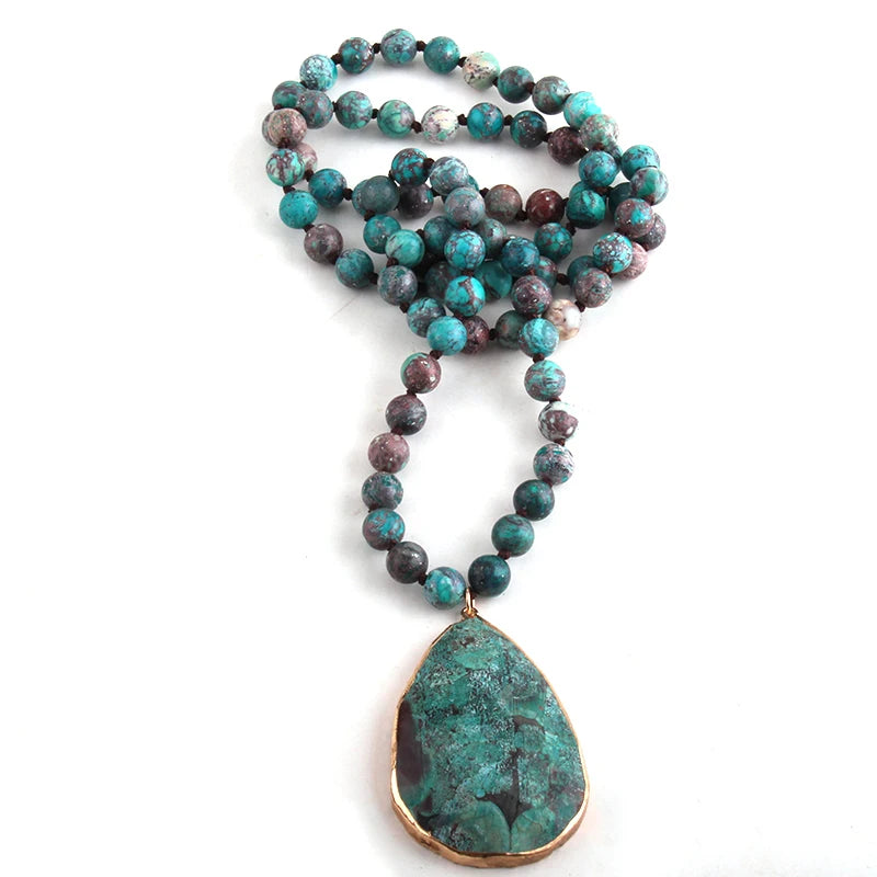 Fashion Boho Jewelry Natural Stones With Semi Precious Pendant Necklaces Women Bohemia Necklace Gift - Charlie Dolly