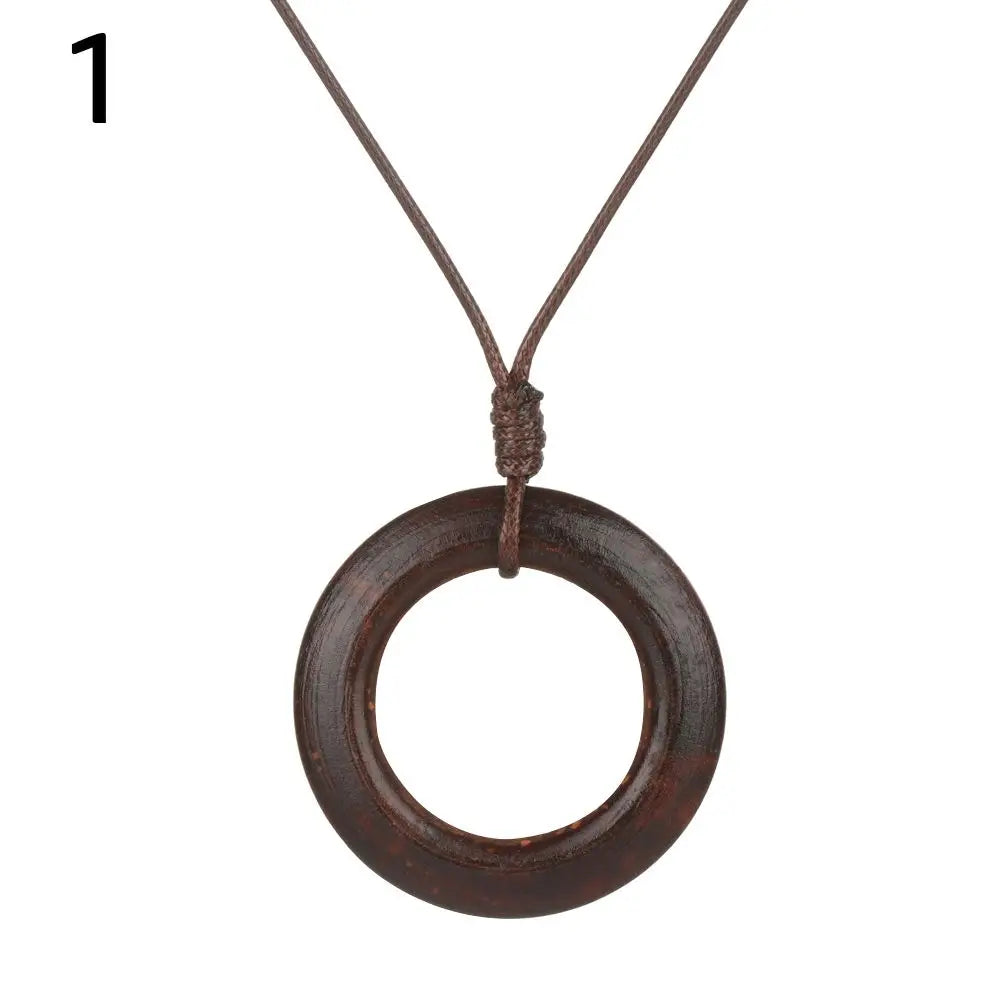 Nepal Wood Bead Tassel Sweater Chain Necklace Jewelry