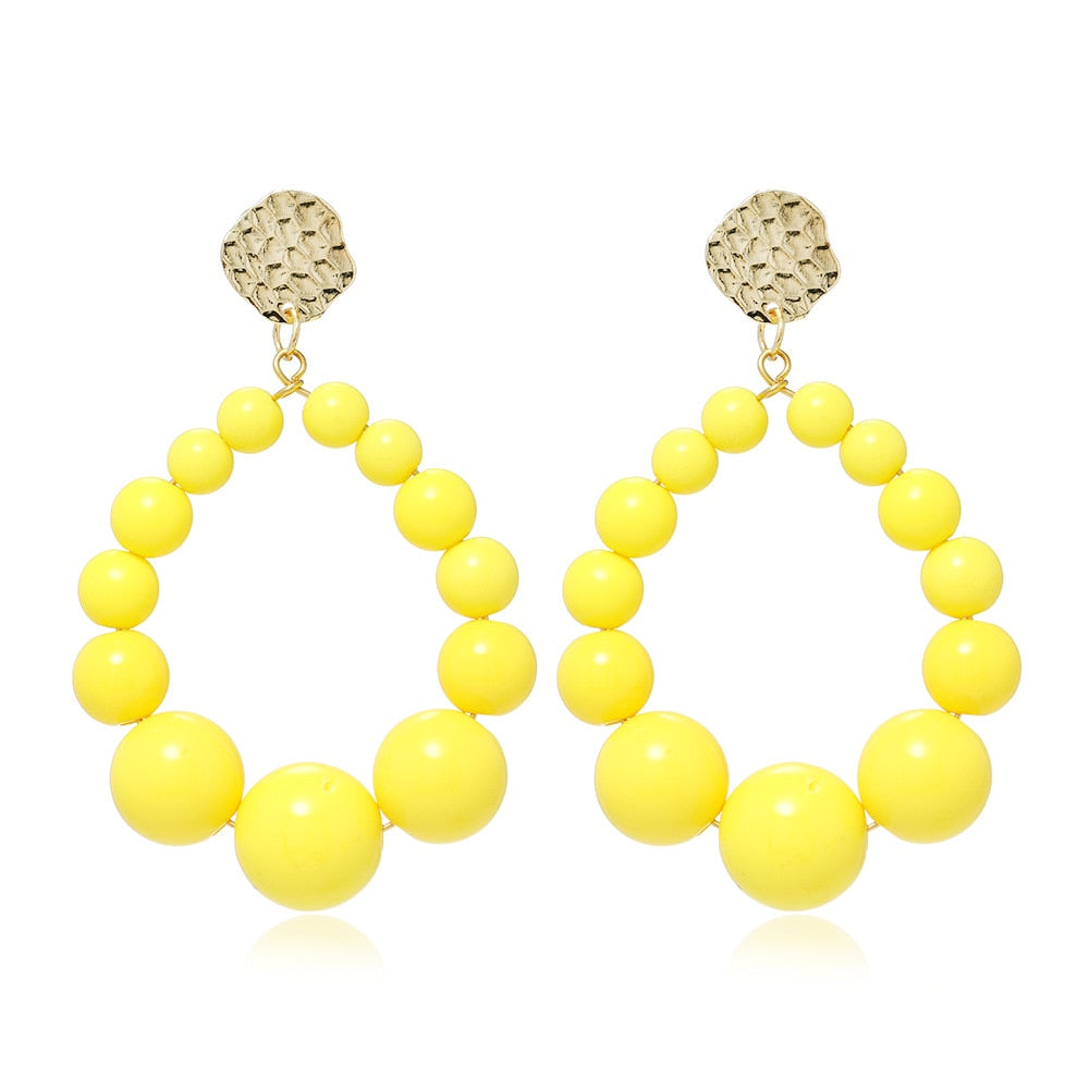 Bohemian Beaded Drop Earrings For Women Girls Exaggerated Boho Classis Trendy Style Large Beads Dangle Earrings Fashion Jewelry