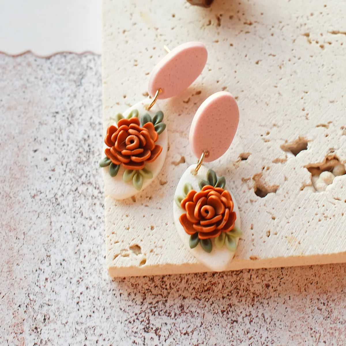 Clay Flower Cluster Egg Nest Earrings Jewelry