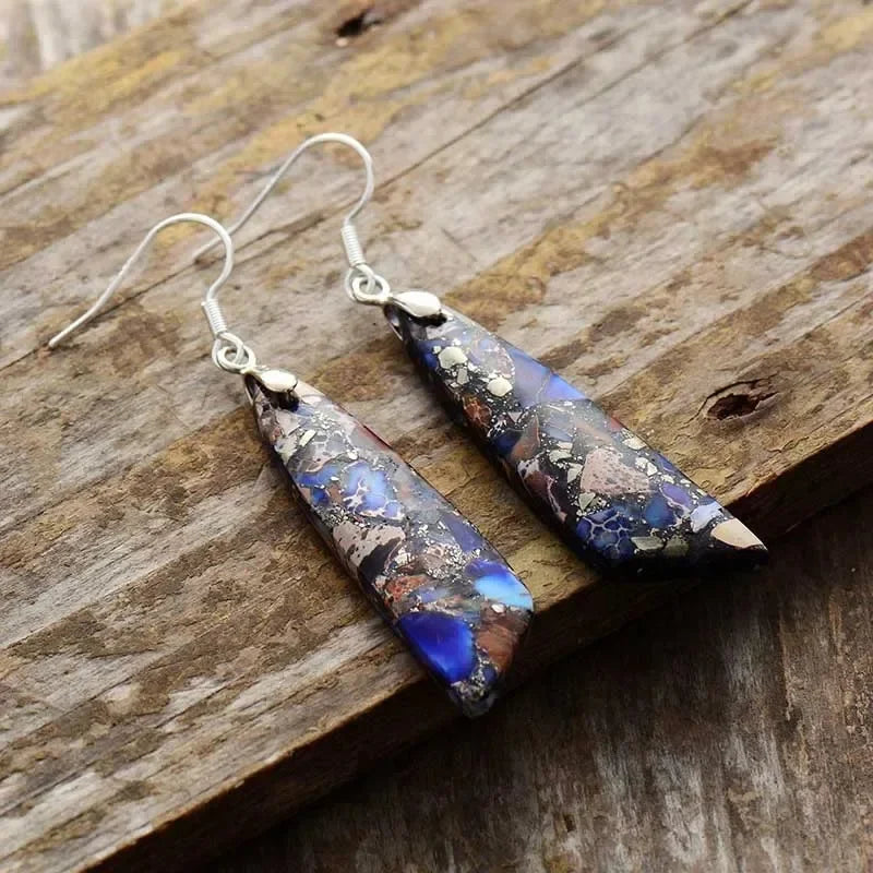 Natural Stone Geometric Pendant Earrings