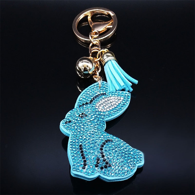 Fashion Lovely Rabbit Keychain for Women Gold Color Crystal Cute Animal Pendant Key Ring Jewelry porta chaves mulher KXHK67S01 - Charlie Dolly