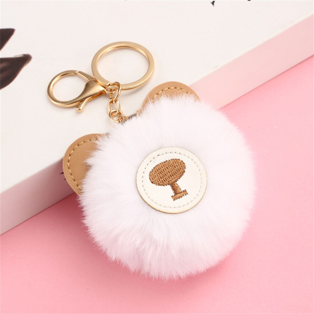 Cartoon Plush Owl Keychain With Sequin Girls Backpack Ornaments Fashion Soft Fluffy Pompom Animal Key Rings For Ladies Gifts