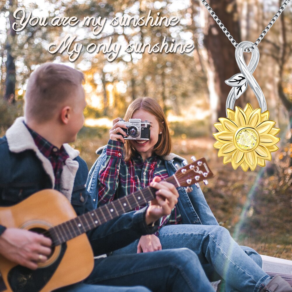 925 Sterling Silver Infinity Rotatable Spinner Anxiety Fidget Sunflower Pendant Worry Stress Relief Necklaces Jewelry for Women