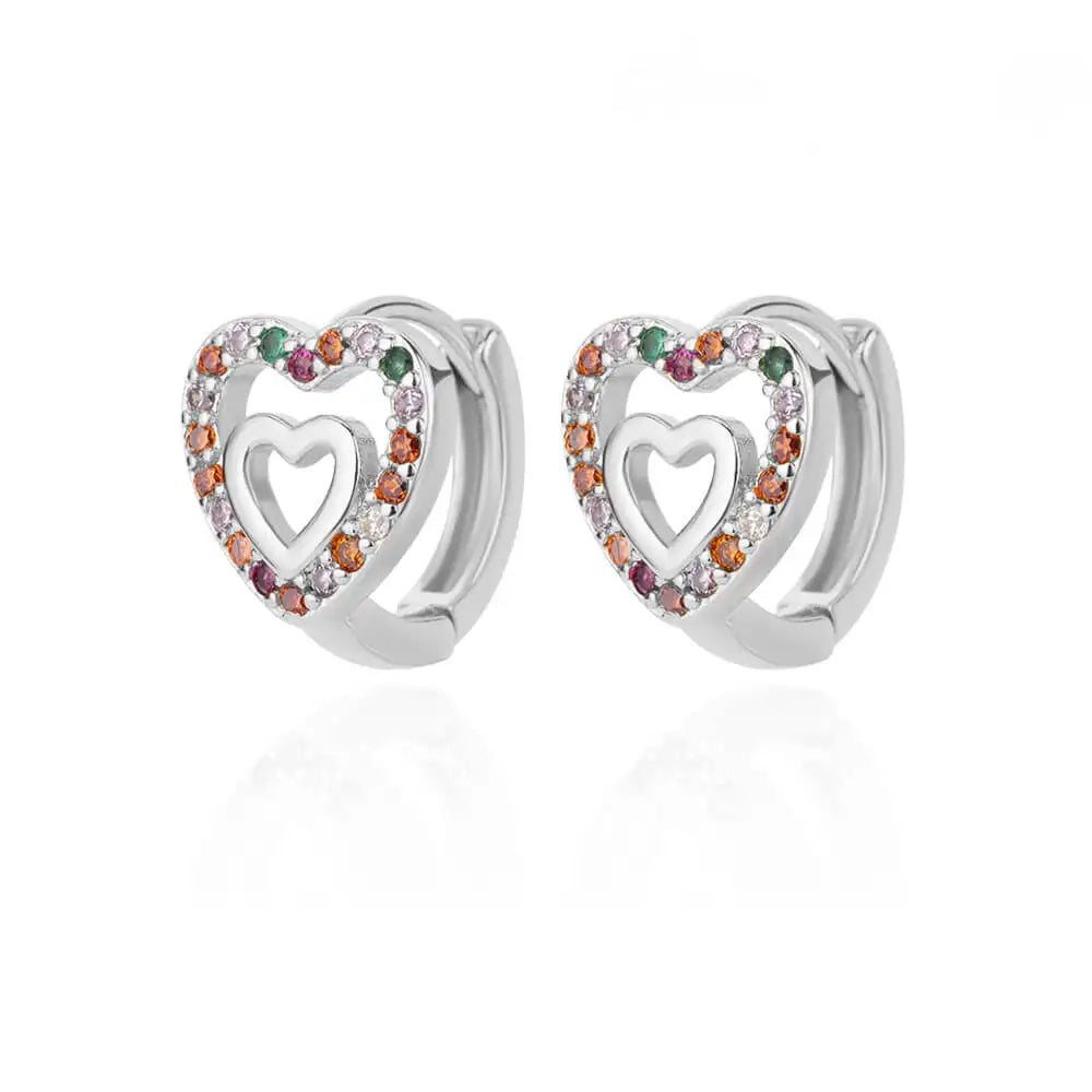 Colorful Enamel Heart Stud Earrings Jewelry