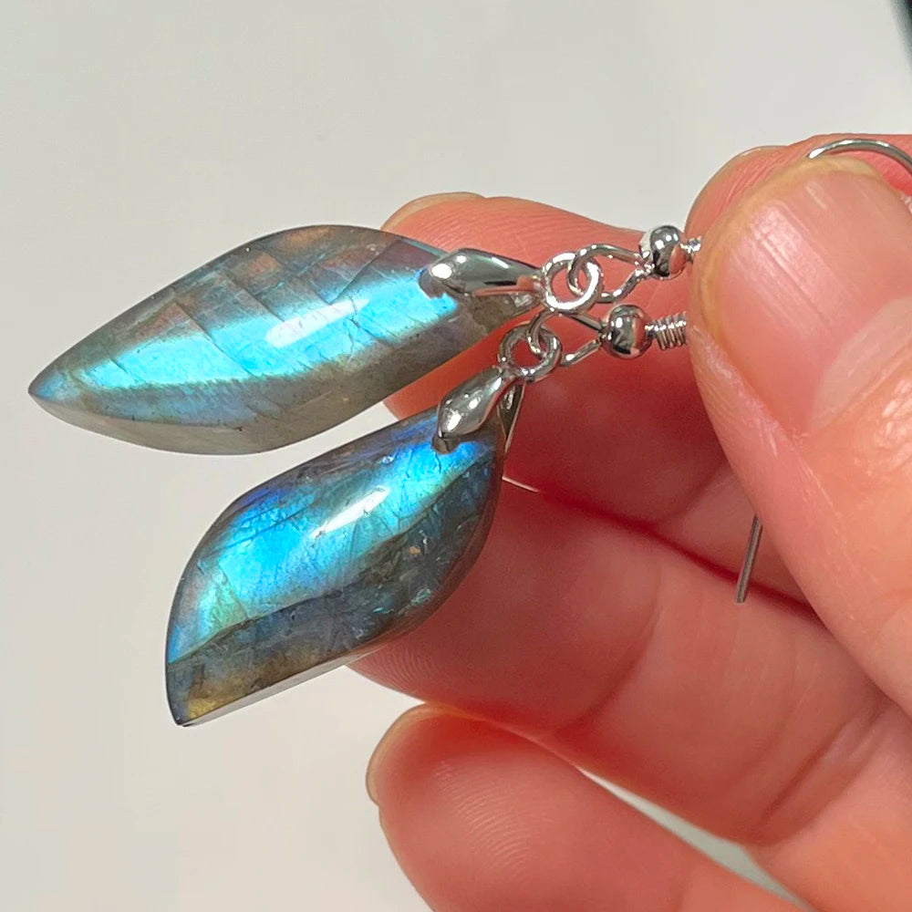 Blue Labradorite Pendant & Earrings Set, Raw Natural Stone Unisex Boho Jewelry