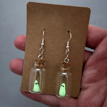 Ghost in Bottle Earrings Glow in the Dark Ghost Dangle Earrings Luminous Halloween Jewelry for Women and Girl - Charlie Dolly