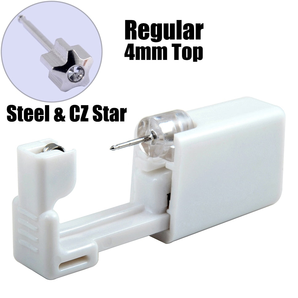 Disposable Sterile Ear Piercing Unit Cartilage Tragus Helix Piercing Gun Tool Kit Build In Steel Stud Earring Star Ball
