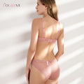 Logirlve Sexy Brassiere Transparent Ultrathin Bra Panty Set Push up Embroidery Underwear Set Plus Size Bras Women Lace Lingerie - Charlie Dolly