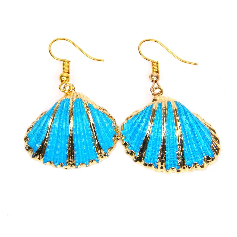 Natural Shell Scallop Drop Earrings Jewelry