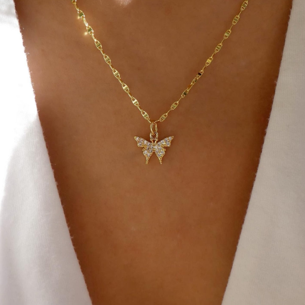 bls-miracle Bohemia Gold Color Multiple Styles Necklace For Women Multi-Layer Crystal Pendant Necklaces Set Jewelry Gifts