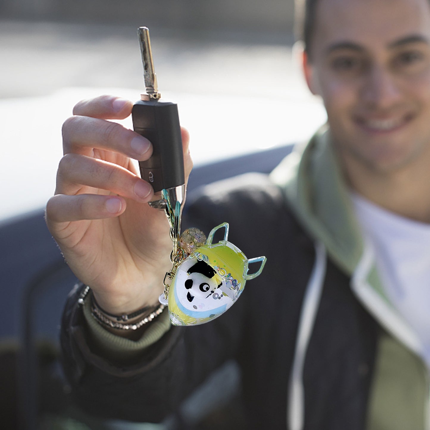 Panda Key Chains Women Cute Astronaut Animal Keychain As Gifts For Girls Astronaut Quicksand Floating Panda Panda Keychain As