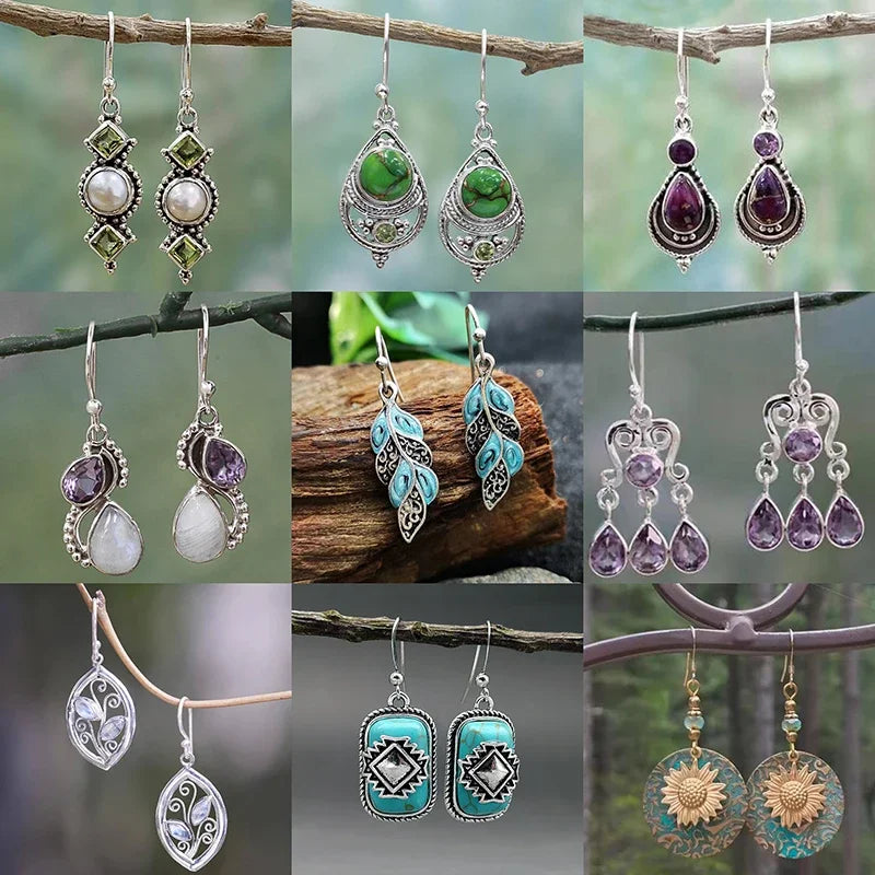 Selenite Turquoise Vintage Hook Earrings Jewelry