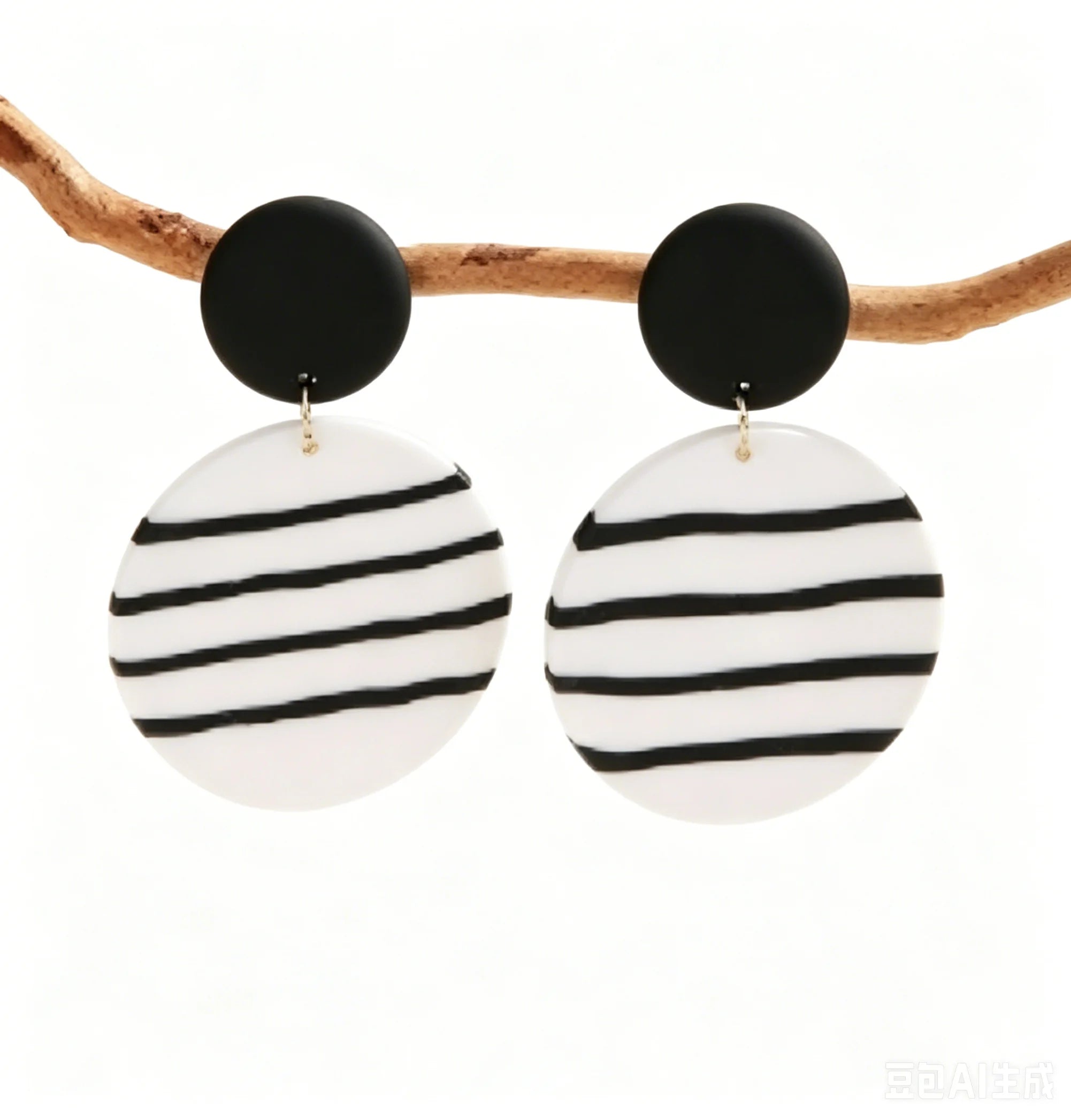 Striped Polymer Clay Rainbow Dangle Earrings Jewelry