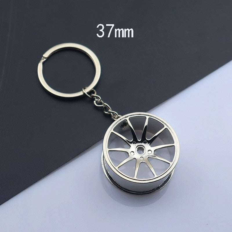 Creative Wheel Hub Key Chains Colorful Metal Tire Keyring for Men Trendy Design Car Keychain Accessories Cool Gifts