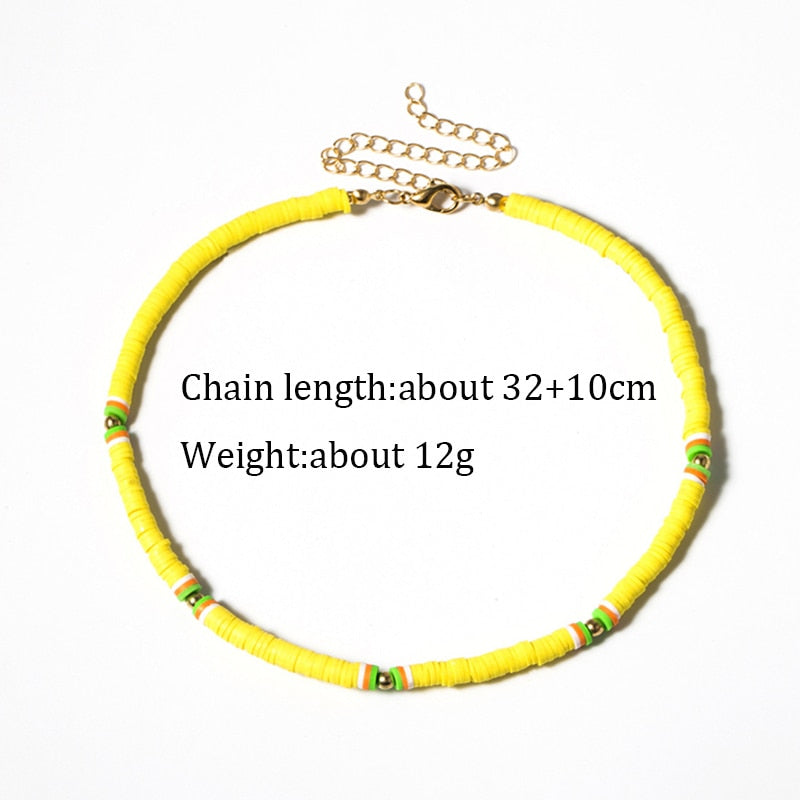 Donarsei New Fashion Colorful Clay Choker Necklace For Women Bohemian Adjustable Soft Pottery Collar Necklace Boho Jewelry