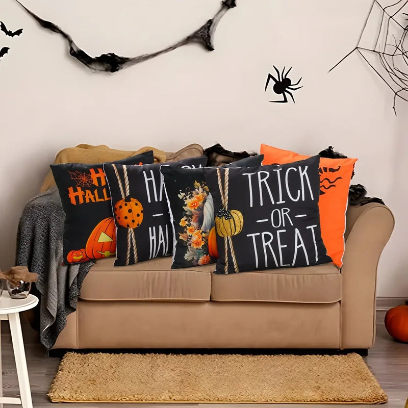Halloween Pumpkin Ghost Pillowcase Happy Halloween Party Decorations For Home 2024 Trick or Treat Spider Bat Cat Pillow Covers - Charlie Dolly