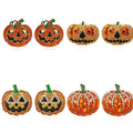 Exaggerated Colored Rhinestone Pumpkin Earrings Personality Creativity Retro Halloween Female Earrings - Charlie Dolly